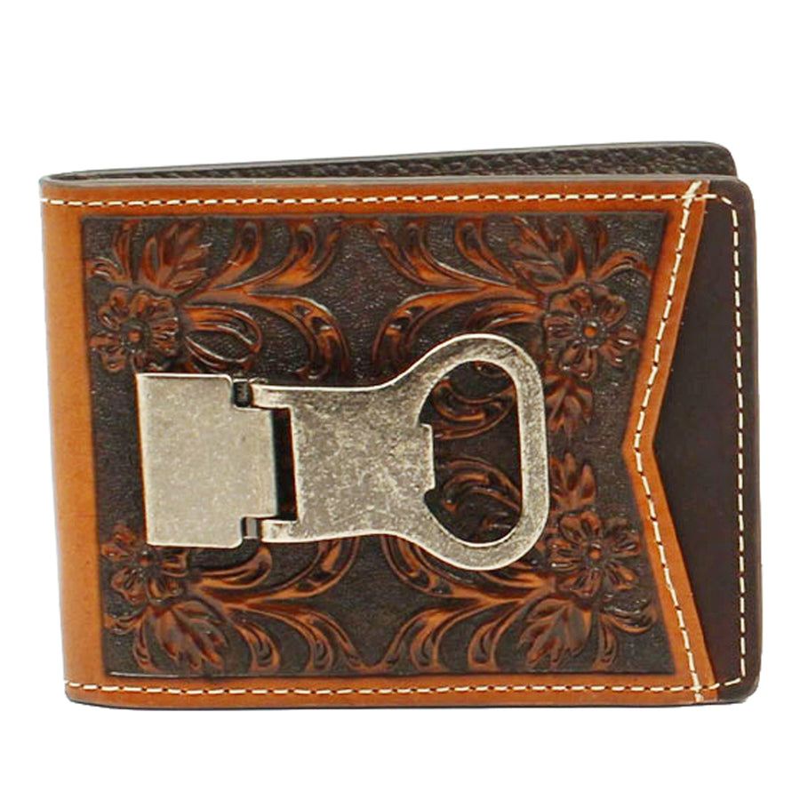 M&F Western Concho Floral Embossed Money Clip Wallet - Uhorse