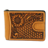 One Size Nocona Bifold Sunflower Money Clip Western Men Wallet Tan