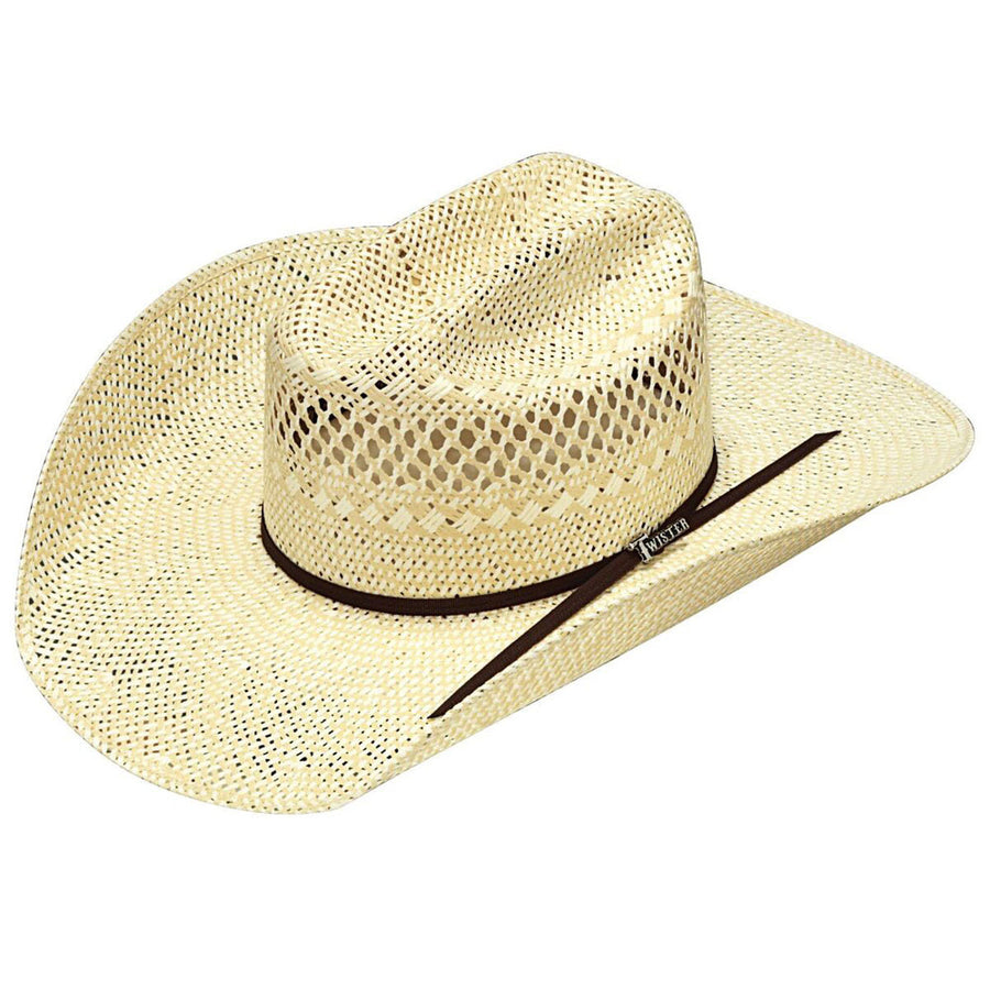 Size 7.625 MF Western Twister Cowboy Hat Adult Straw Weave Hatband Ivory - Uhorse