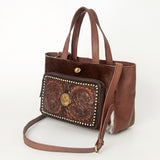 American Darling ADBGI184 Tote Hand Tooled Hair-On Genuine Leather Women Bag Western Handbag Purse