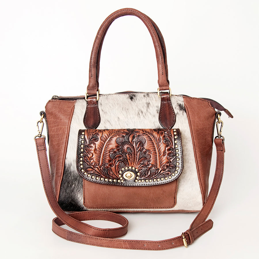 American Darling Tote Hand Tooled Hair on Genuine Leather Western Women Bag Handbag Purse | Travel Bags College Casual