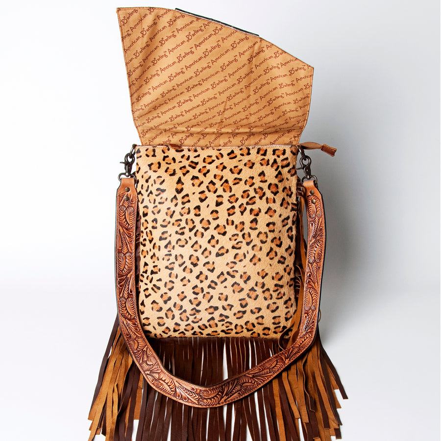 American Darling Messenger Hand Tooled Hair On Genuine Leather Western Women Bag Handbag Purse | Cute
