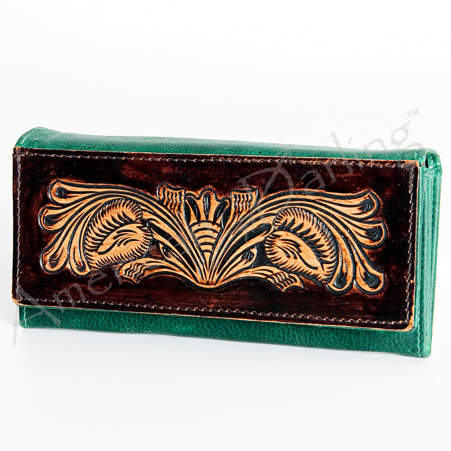 American Darling Wallet Hand Tooled Genuine Leather Western Women Bag | Handbag Purse Wristlet Travel Clutch - Uhorse