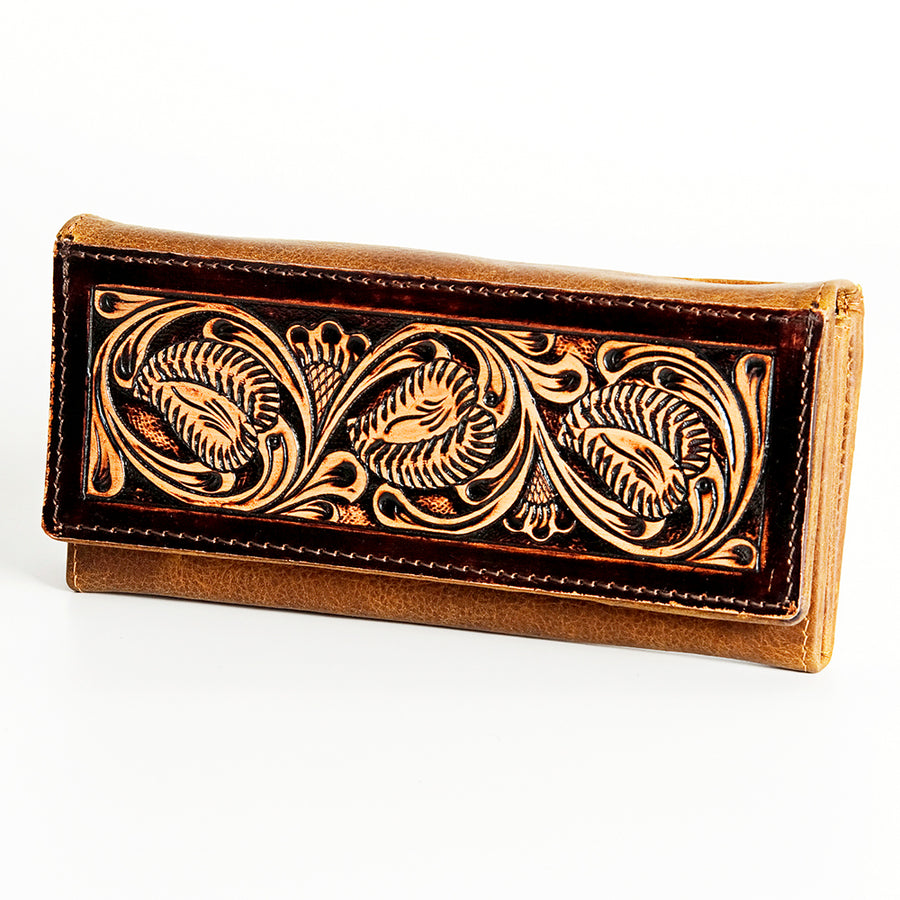 American Darling Wallet Hand Tooled Genuine Leather Western Women Bag | Handbag Purse Wristlet Travel Clutch - Uhorse