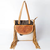 American Darling ADBGZ378A Tote Hand Tooled Hair-On Genuine Leather Women Bag Western Handbag Purse