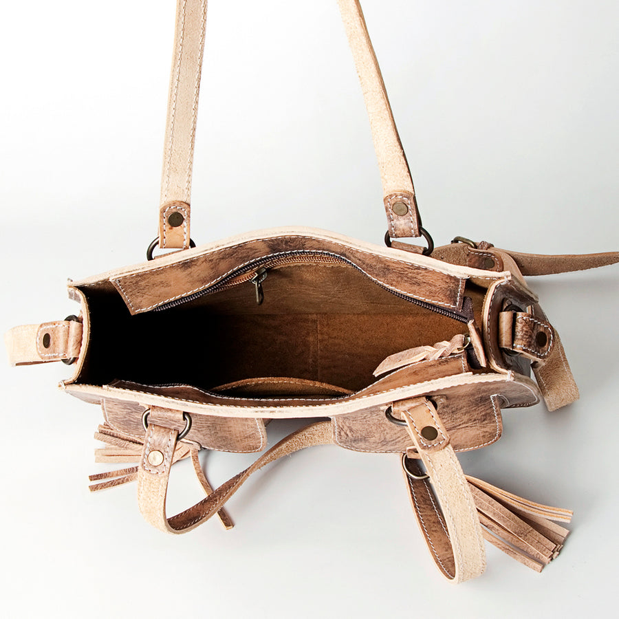 American Darling Tote Bag, High-Quality Full Grain Vegetable-Tanned Leather, Western Handcrafted Purse with Tassels