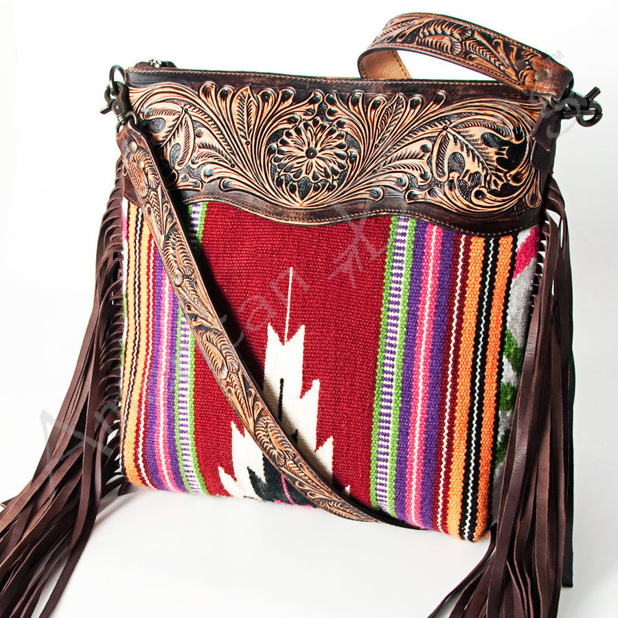 American Darling Signature Crossbody Hand Tooled Saddle Blanket Genuine Leather Women Bag Western Handbag Purse - Uhorse