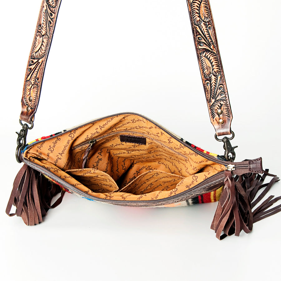American Darling Signature Crossbody Hand Tooled Saddle Blanket Genuine Leather Women Bag Western Handbag Purse