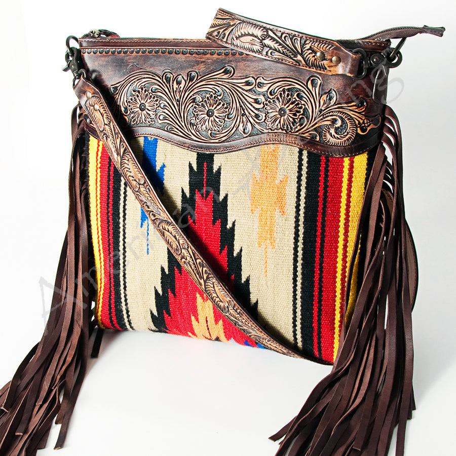 American Darling Signature Crossbody Hand Tooled Saddle Blanket Genuine Leather Women Bag Western Handbag Purse - Uhorse