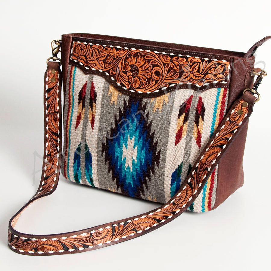 American Darling Hand Tooled Floral Carved Saddle Blanket Messenger Bag Eco-Friendly Full Grain Genuine Leather YKK Zipper