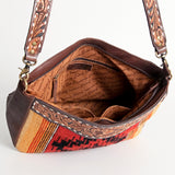 American Darling Large Crossbody Hand Tooled Saddle Blanket Genuine