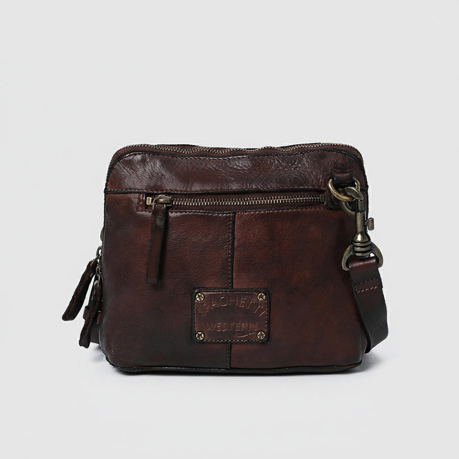 Spaghetti Western Swc199Brn Coin Purse Vintage Handmade Drum Dyed Genuine European Cowhide Leather Women Bag Western Handbag Purse