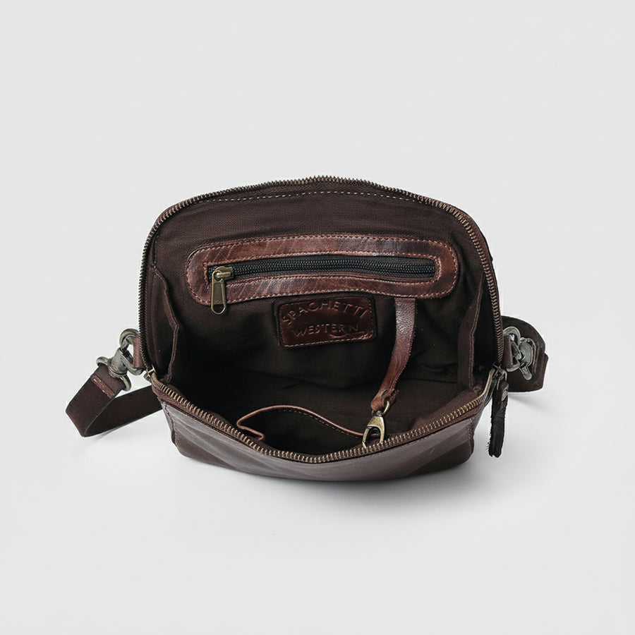 Spaghetti Western Swc199Brn Coin Purse Vintage Handmade Drum Dyed Genuine European Cowhide Leather Women Bag Western Handbag Purse