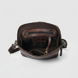 Spaghetti Western Swc199Brn Coin Purse Vintage Handmade Drum Dyed Genuine European Cowhide Leather Women Bag Western Handbag Purse