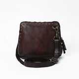 Spaghetti Western Swc199Brn Coin Purse Vintage Handmade Drum Dyed Genuine European Cowhide Leather Women Bag Western Handbag Purse