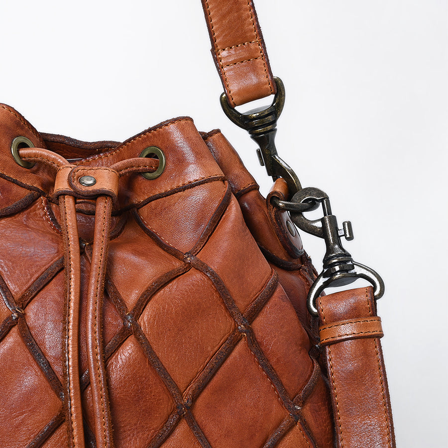 Spaghetti Western Swc177Cg Bucket Vintage Handmade Drum Dyed Genuine European Cowhide Leather Women Bag Western Handbag Purse