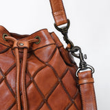 Spaghetti Western Swc177Cg Bucket Vintage Handmade Drum Dyed Genuine European Cowhide Leather Women Bag Western Handbag Purse