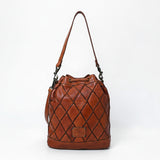 Spaghetti Western Swc177Cg Bucket Vintage Handmade Drum Dyed Genuine European Cowhide Leather Women Bag Western Handbag Purse