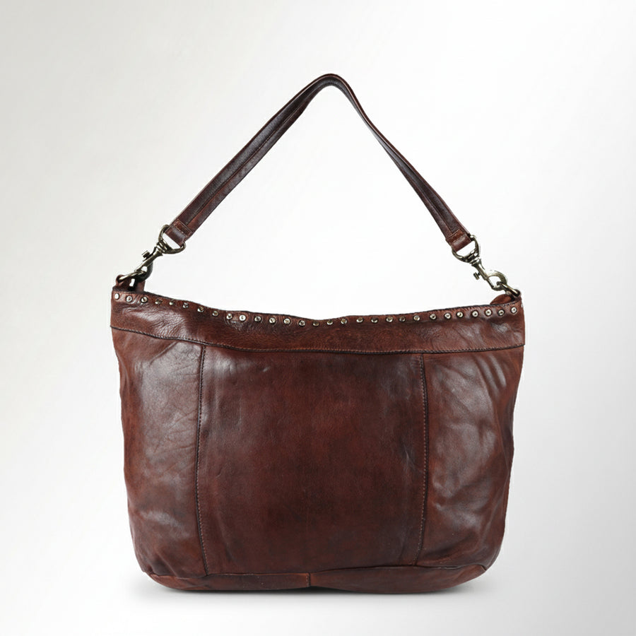 Spaghetti Western Swc183Brn Hobo Vintage Handmade Drum Dyed Genuine European Cowhide Leather Women Bag Western Handbag Purse