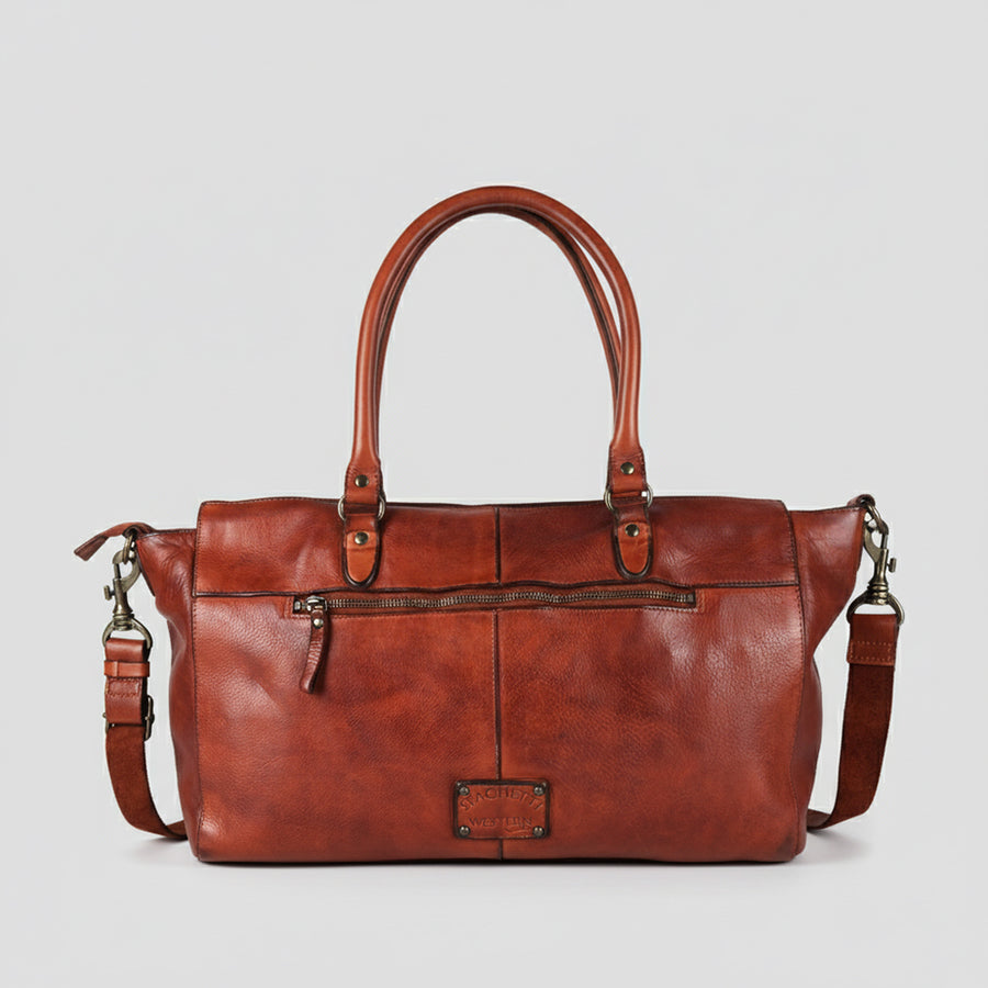 Spaghetti Western Swc185Cg Tote Vintage Handmade Drum Dyed Genuine European Cowhide Leather Women Bag Western Handbag Purse