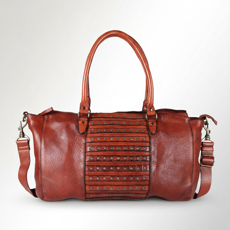Spaghetti Western Swc185Cg Tote Vintage Handmade Drum Dyed Genuine European Cowhide Leather Women Bag Western Handbag Purse