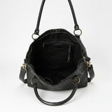 Spaghetti Western Swc188Blk Tote Vintage Handmade Drum Dyed Genuine European Cowhide Leather Women Bag Western Handbag Purse