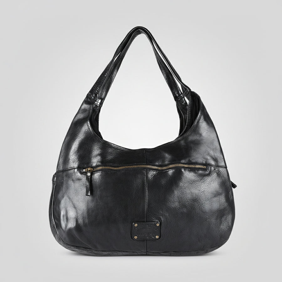 Spaghetti Western Swc189Blk Tote Vintage Handmade Drum Dyed Genuine European Cowhide Leather Women Bag Western Handbag Purse