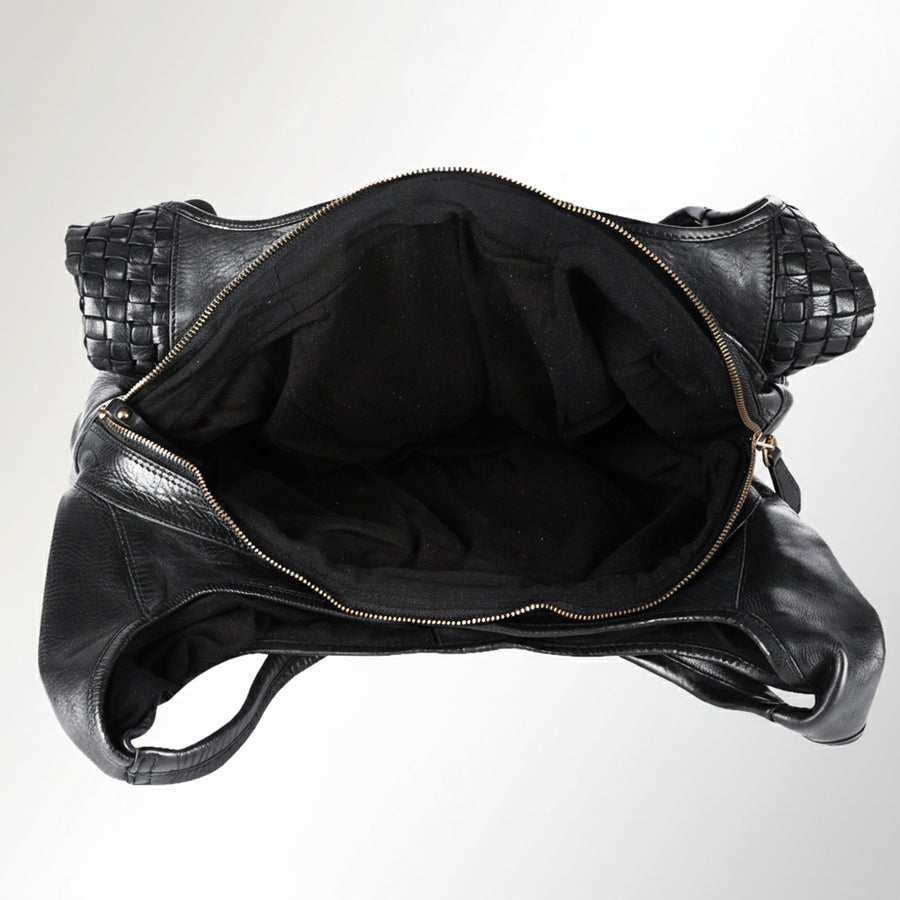 Spaghetti Western Swc189Blk Tote Vintage Handmade Drum Dyed Genuine European Cowhide Leather Women Bag Western Handbag Purse