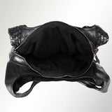 Spaghetti Western Swc189Blk Tote Vintage Handmade Drum Dyed Genuine European Cowhide Leather Women Bag Western Handbag Purse