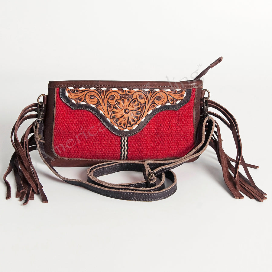 American Darling Hand Tooled Floral Fringed Saddle Blanket Messenger Bag Eco-Friendly Genuine Leather Crossbody YKK Zipper