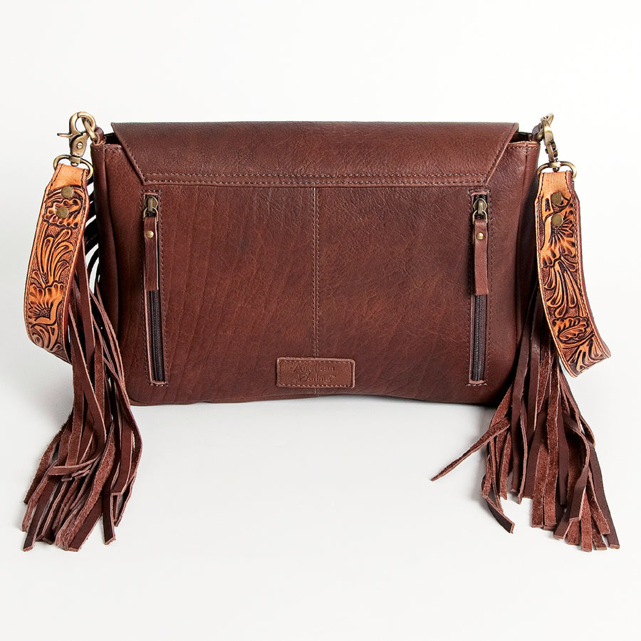 American Darling Hand Tooled Fringed Genuine Leather Small Cross body Bag Eco-Friendly Vegetable Tanned Full Grain Leather YKK Zipper