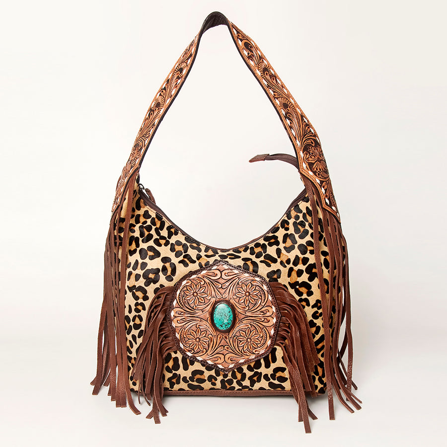 American Darling Western Hobo Bag - Hand Tooled Floral Leather & Fringes