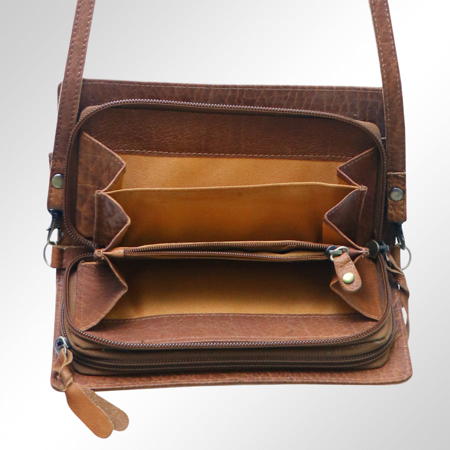 American Darling Organiser Bag, Hand Painted Western Leather, Vegetable Tanned Full Grain, 4in (H) X 8in (W) X 1.5in (D)