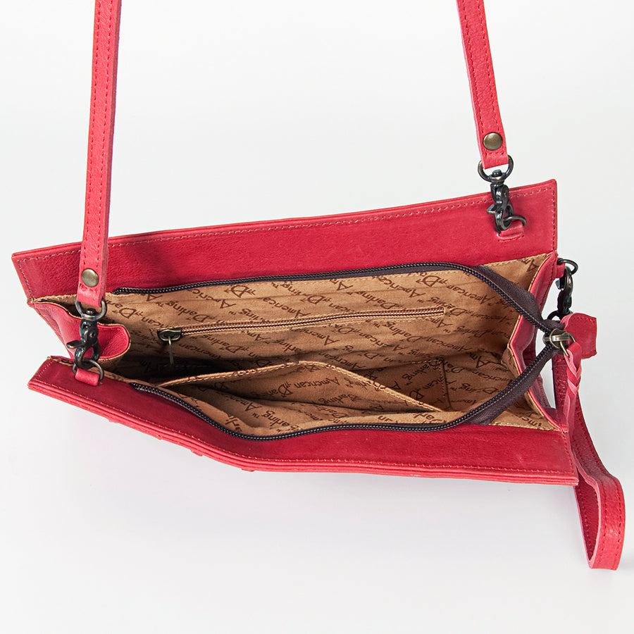 American Darling Wallet Bag Genuine Vegetable Tanned Leather Western Purse with Lace-Up Detail and YKK Zipper