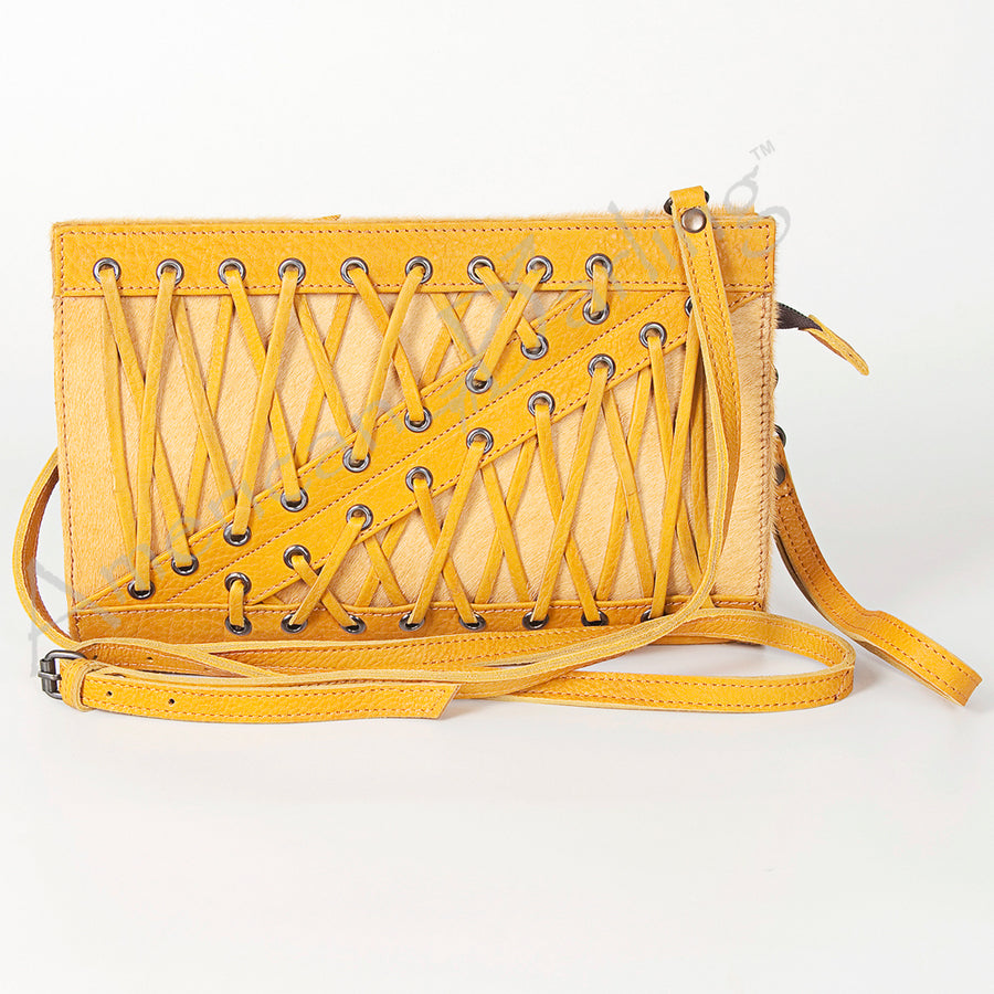 American Darling Wallet Bag Genuine Vegetable Tanned Leather Western Purse with Lace-Up Detail and YKK Zipper