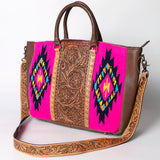 American Darling ADBGA206B Briefcase Hand Tooled Saddle Blanket Genuine Leather Women Bag Western Handbag Purse
