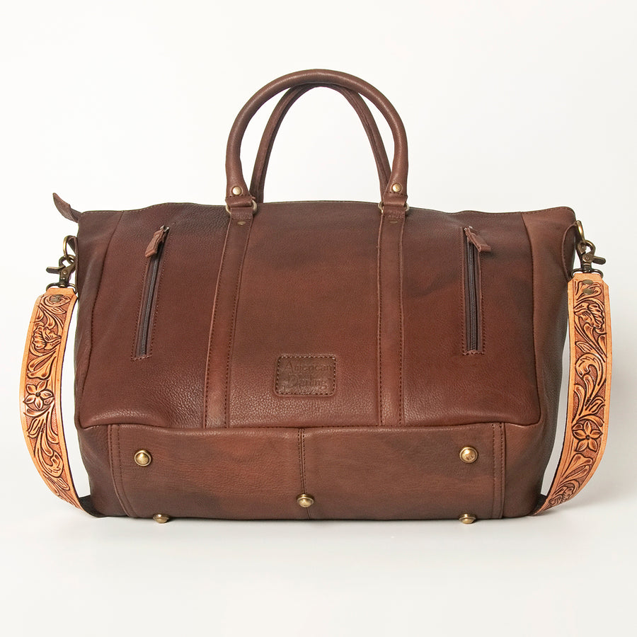 American Darling Hand Tooled Floral Carved Saddle Blanket Tote Bag Eco-Friendly Genuine Leather YKK Zipper