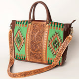 American Darling ADBGA206E Briefcase Hand Tooled Saddle Blanket Genuine Leather Women Bag Western Handbag Purse