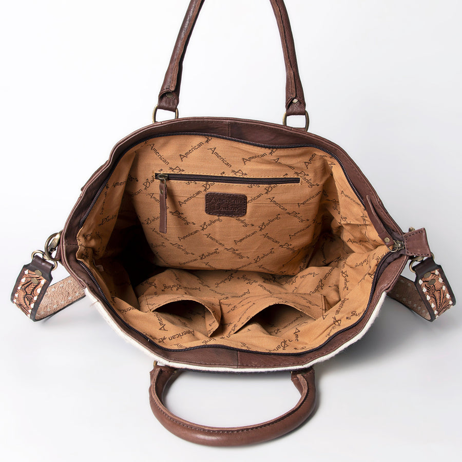 American Darling Hand Tooled Floral Carved Saddle Blanket Tote Bag Eco-Friendly Genuine Leather YKK Zipper
