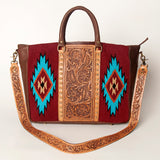 American Darling Briefcase Hand Tooled Saddle Blanket Genuine Leather Women Bag Western Handbag Purse