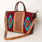 American Darling Briefcase Hand Tooled Saddle Blanket Genuine Leather Women Bag Western Handbag Purse