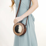 American Darling Canteen Bag Hand Tooled Hair on Genuine Leather Western Women | Handbag Purse Travel Clutch