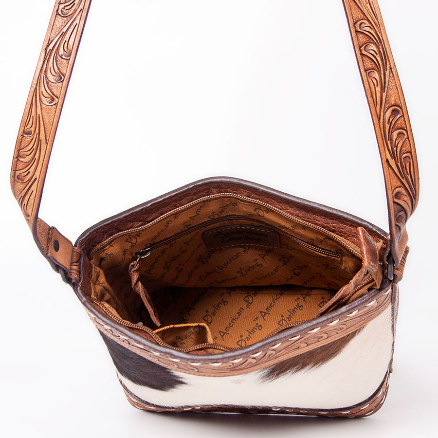 American Darling Tote Hand Tooled Hair-On Genuine Leather Women Bag Western Handbag Purse