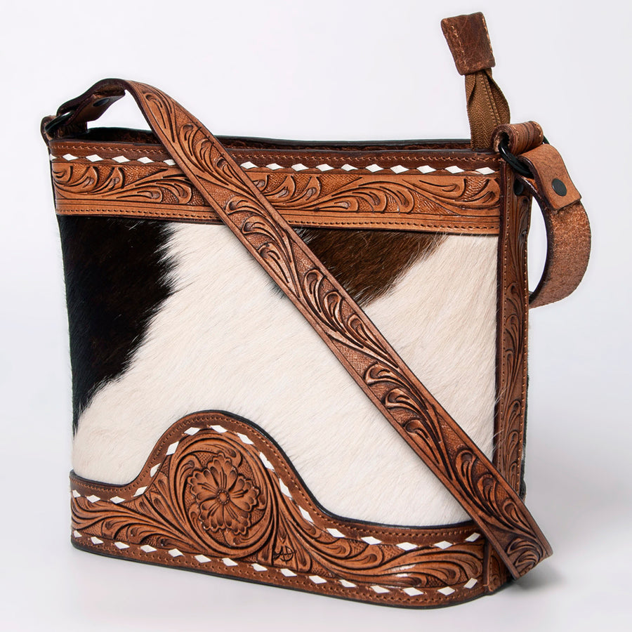 American Darling Tote Hand Tooled Hair-On Genuine Leather Women Bag Western Handbag Purse - Uhorse