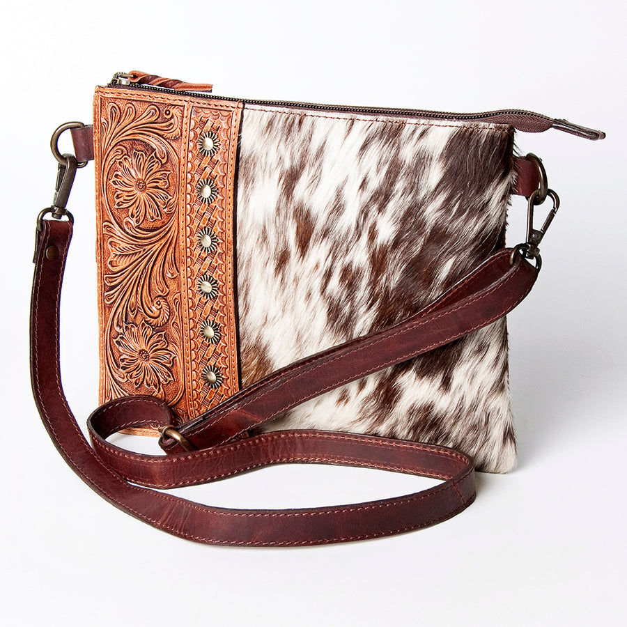 American Darling Crossbody Hand Tooled Hair-On Genuine Leather Women Bag Western Handbag Purse - Uhorse