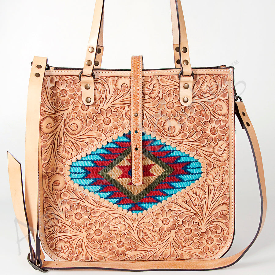 American Darling Tote Hand Tooled Saddle Blanket Genuine Leather Western Women Bag Handbag Purse | Travel Bags College Casual