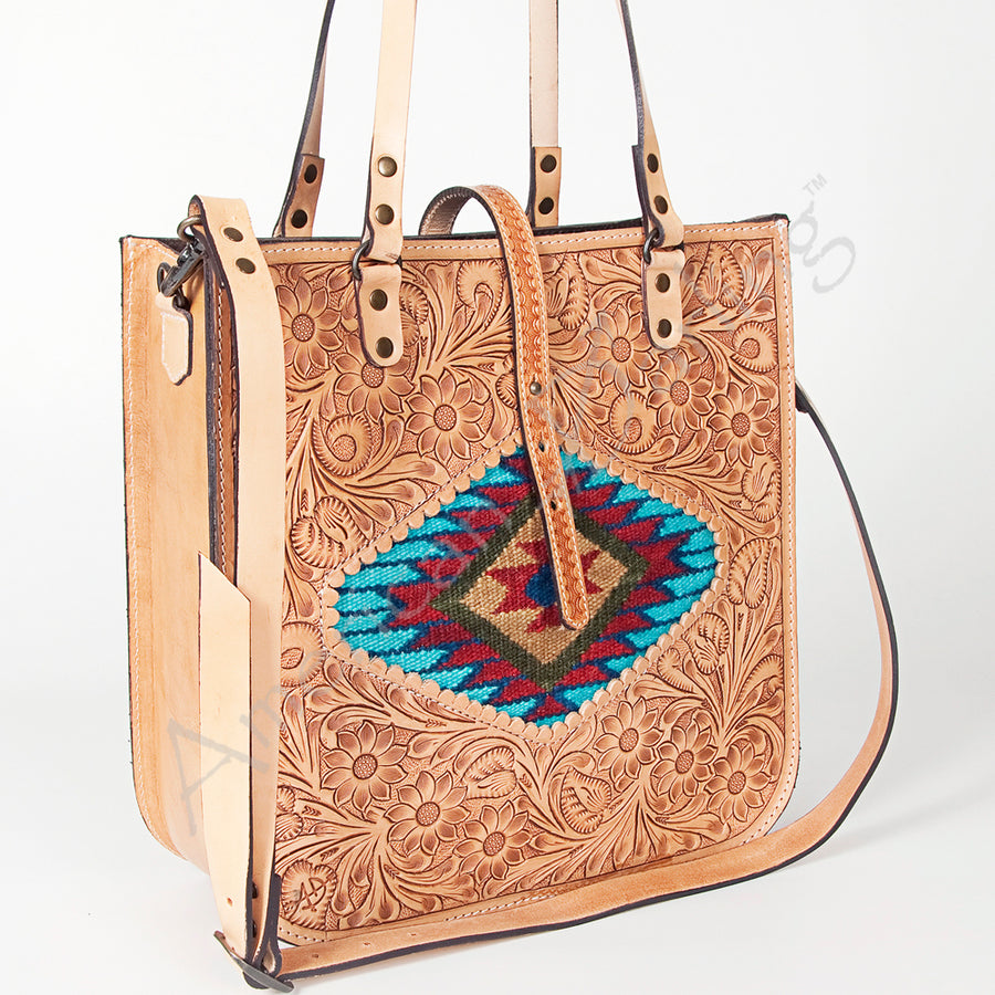 American Darling Tote Hand Tooled Saddle Blanket Genuine Leather Western Women Bag Handbag Purse | Travel Bags - Uhorse
