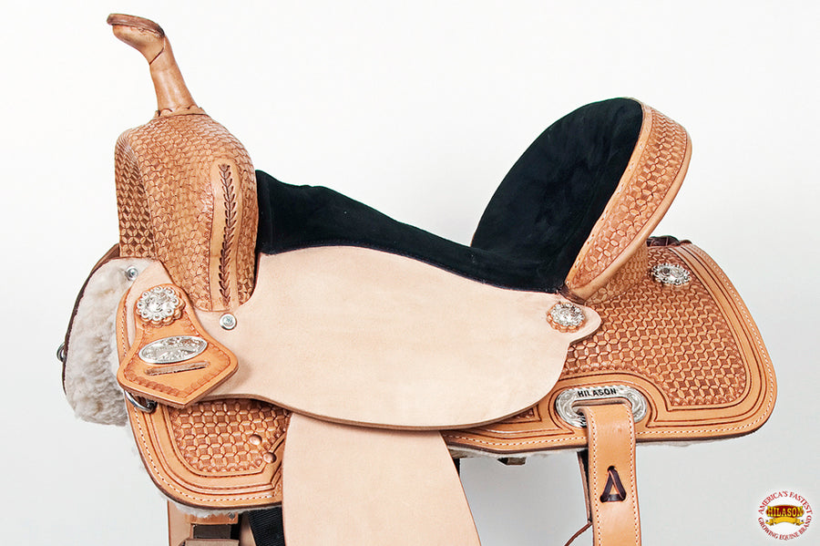HILASON Flex Tree Western Horse Saddle in American Leather Barrel Trail | for Horses