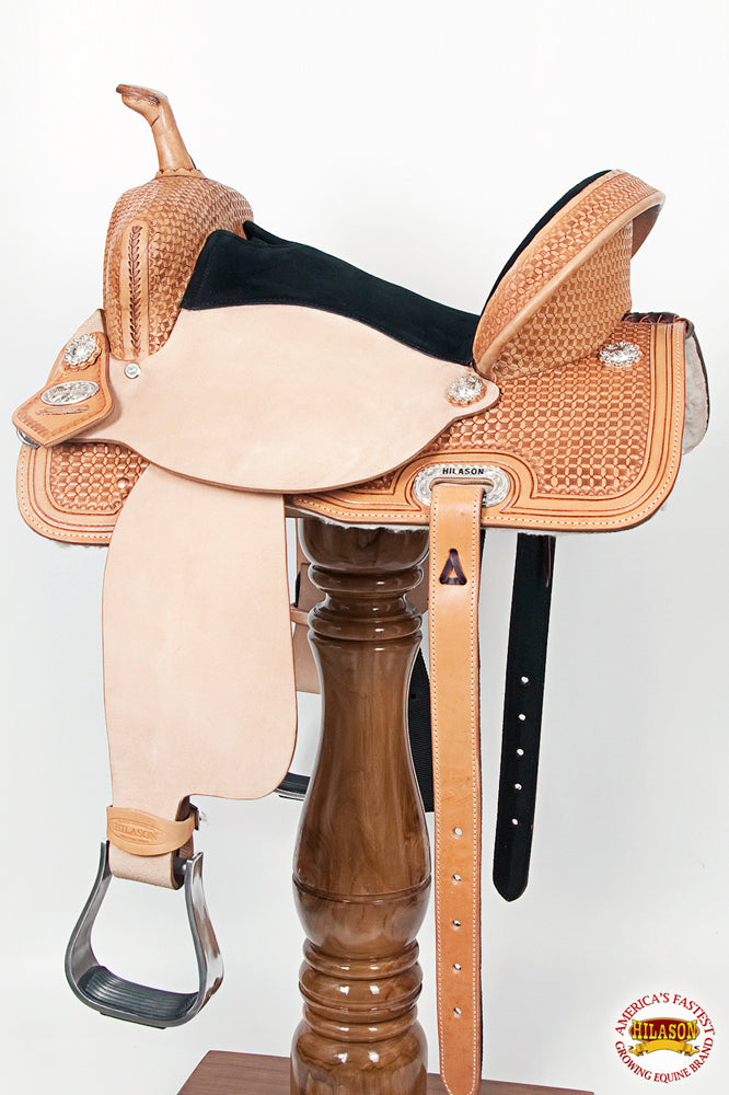HILASON Flex Tree Western Horse Saddle in American Leather Barrel Trail | for Horses
