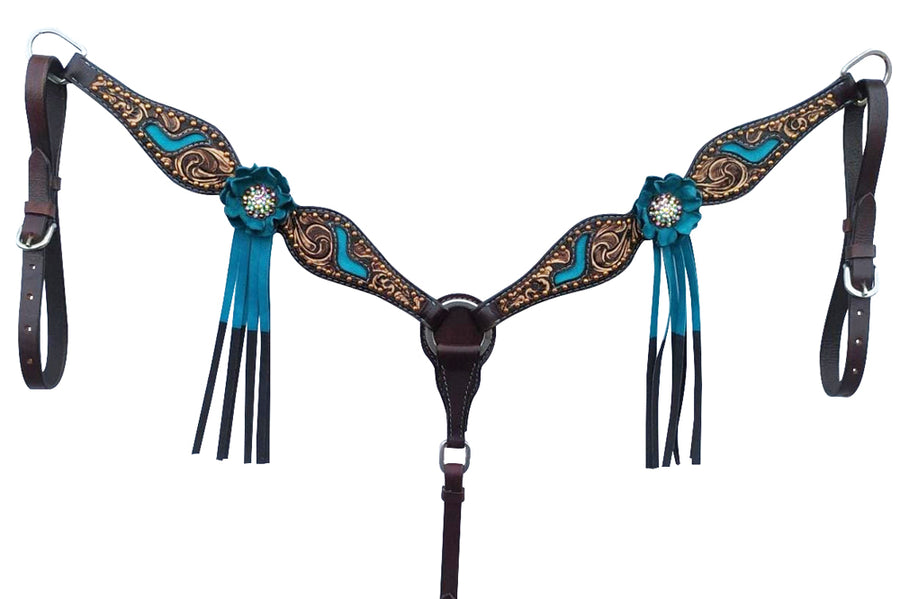 Bar H Equine American Leather Horse Saddle Tack One Ear Headstall  Breast Collar Browband Wither Strap Set